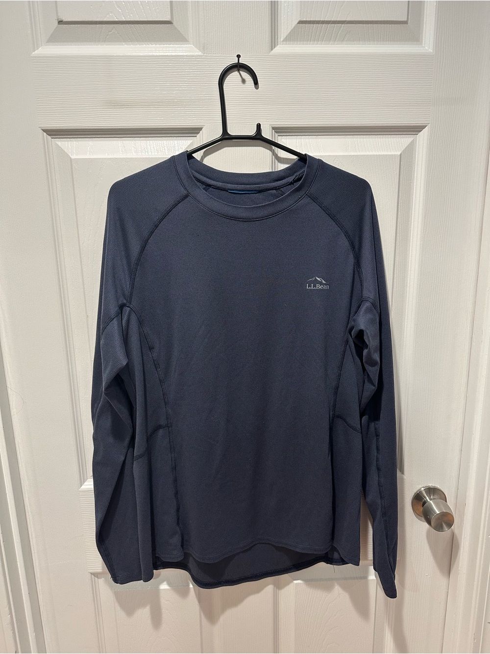 L.L. Bean Ridge Runner Grid Fleece Base Layer Shirt Gray Mens L Reg